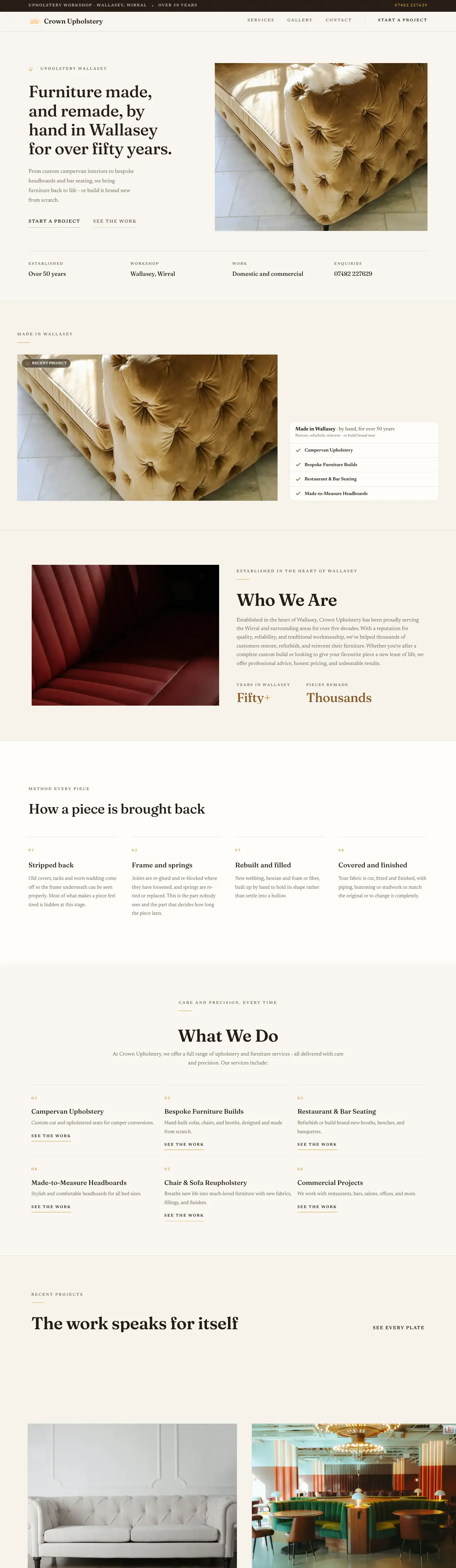 The new Crown Upholstery website