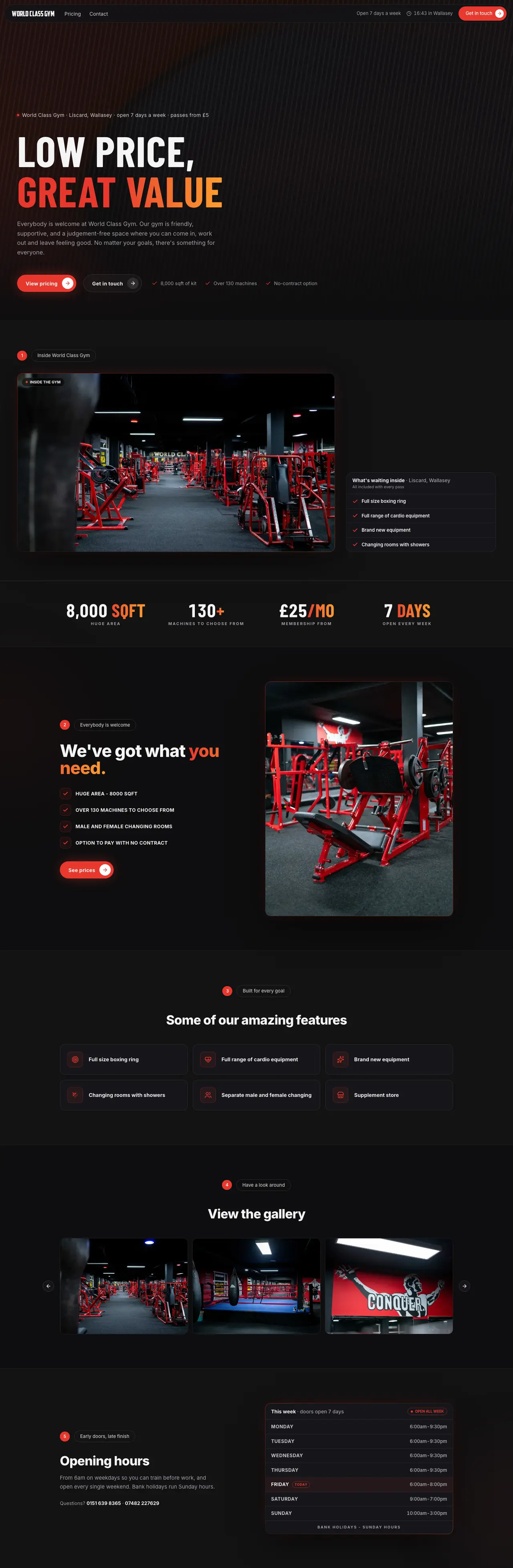 World Class Gym website